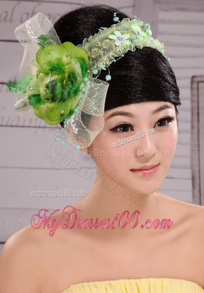 Green And Fresh Small Laurie Flowers Beading Fascinators For Party