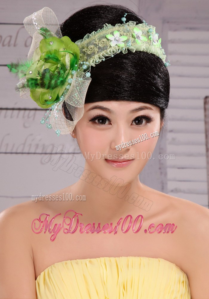 Green And Fresh Small Laurie Flowers Beading Fascinators For Party