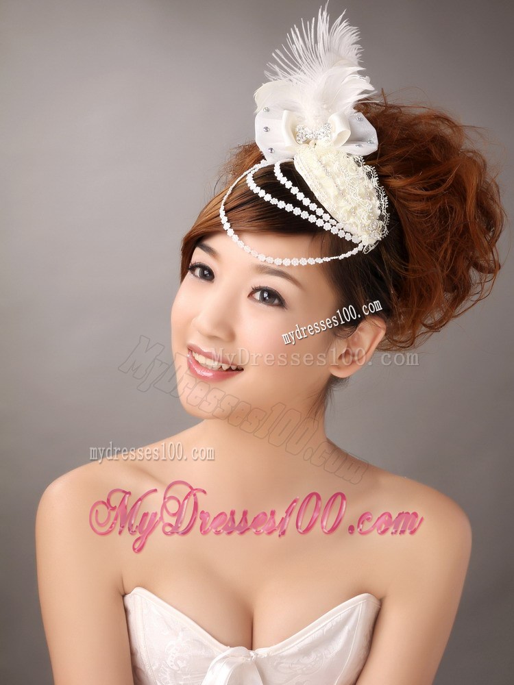 Hairpins Birdcage Veils Feather White Organza Special Occasion and Outdoor