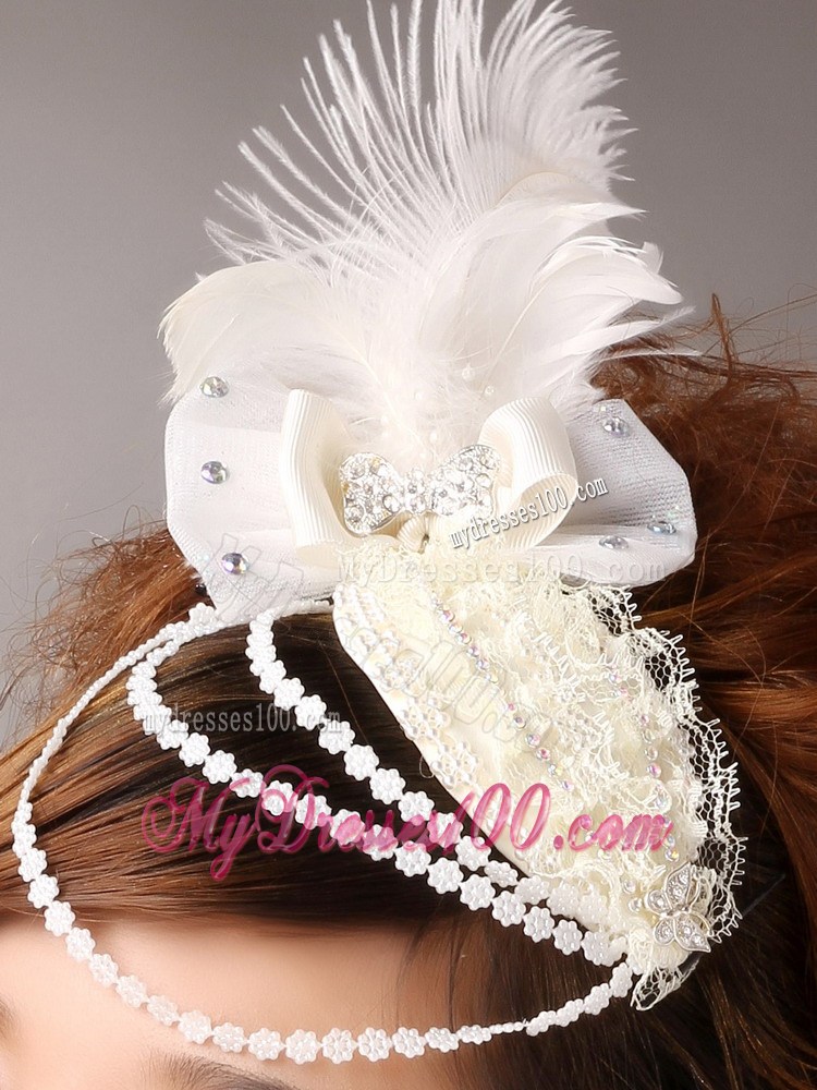Hairpins Birdcage Veils Feather White Organza Special Occasion and Outdoor