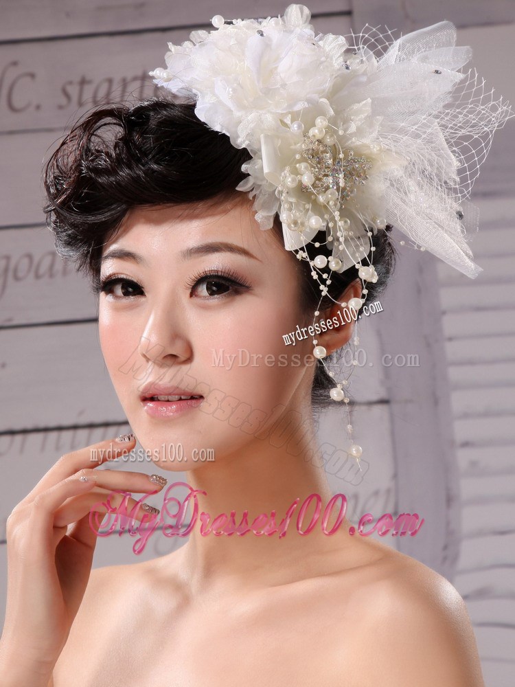 Hand Made Flower Fascinators Pure Tulle With Imitation Pearls