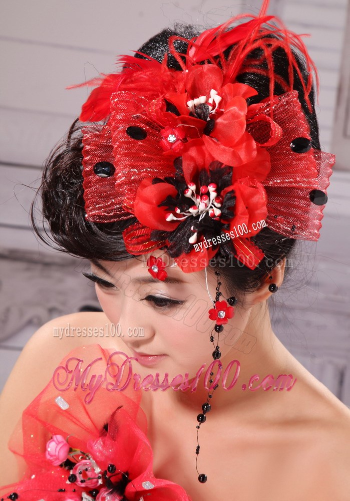 High Quality Little Hat Feather Tulle and Beading