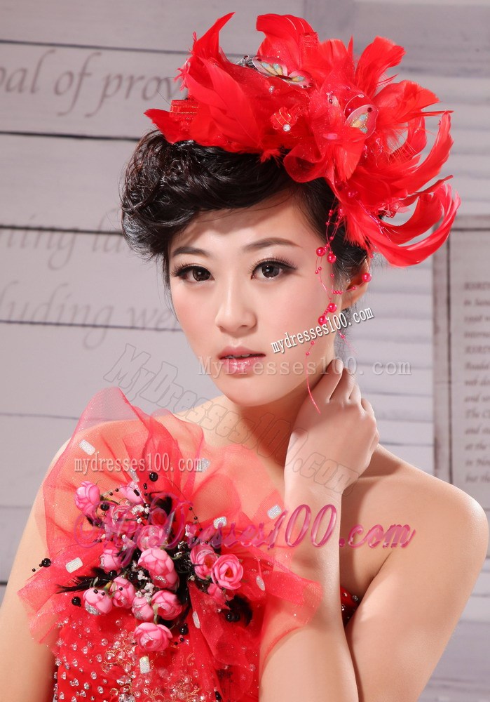 Hot Feather and Bow For Headpieces With Beading