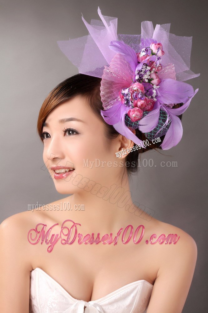 Lavender Hand Made Flowers Headpieces Feathers On Sale