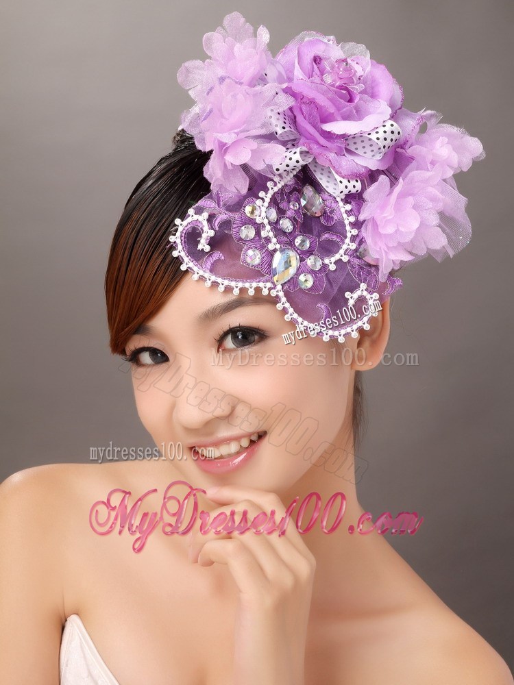 Lavender Organza Rhinestone Wedding Fascinators