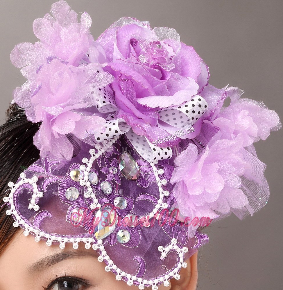 Lavender Organza Rhinestone Wedding Fascinators