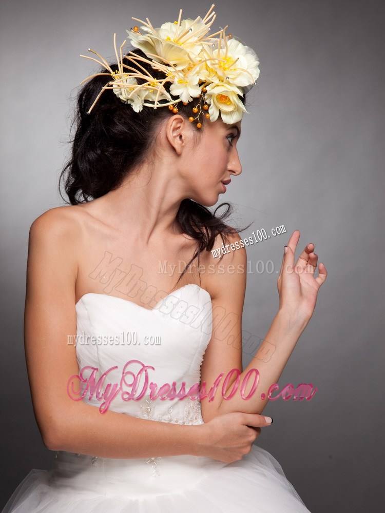 Light Yellow Hand Made Flowers Beaded Headpieces