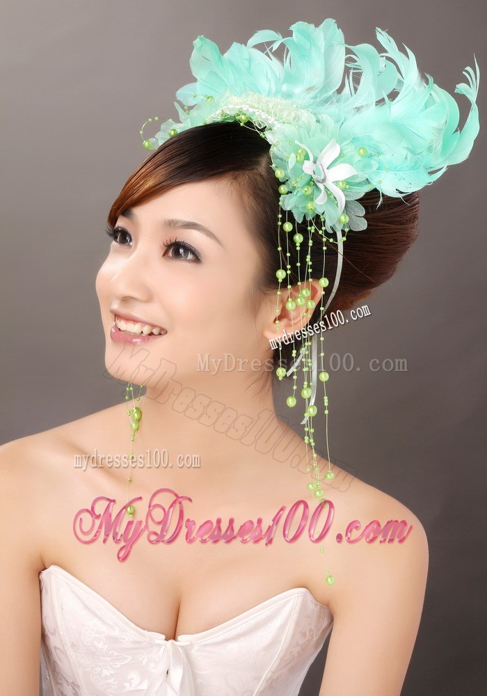 Lovely Feather Organza Beading Fascinators