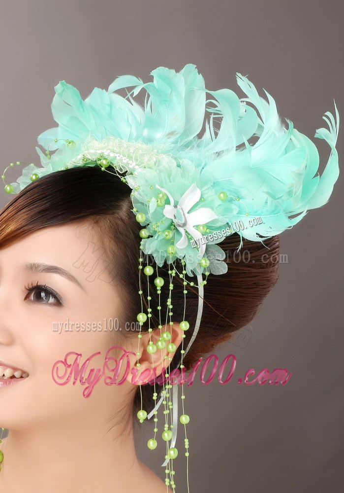 Lovely Feather Organza Beading Fascinators