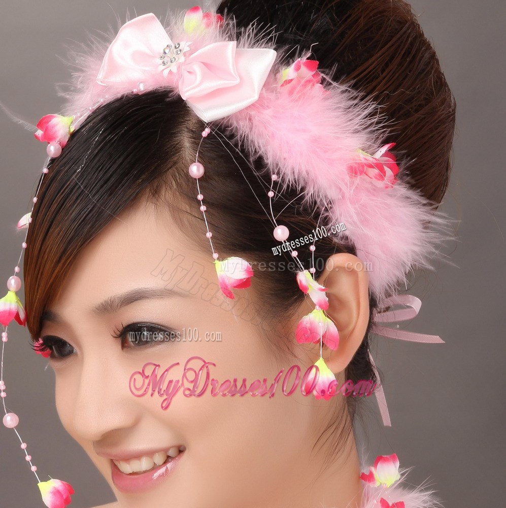 Lovely Pink Bowknot Feather Wedding Fascinators