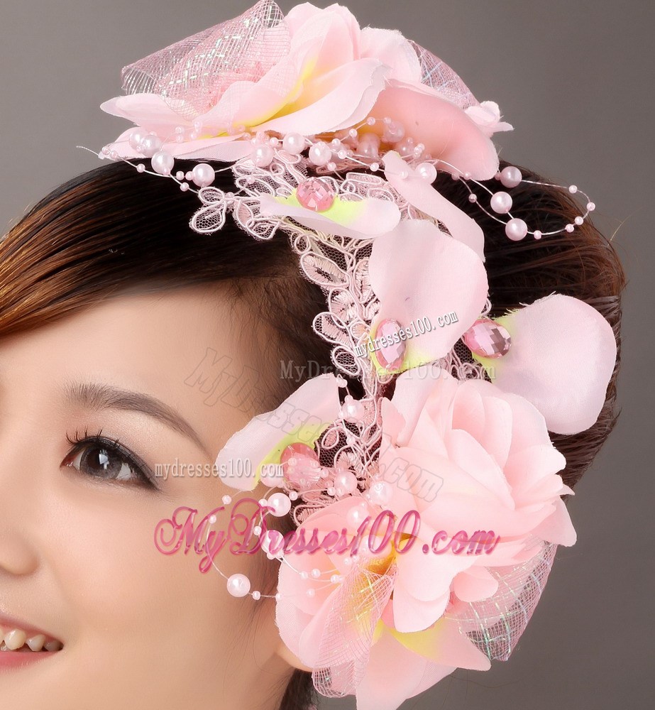 Lovely Taffeta Hand Made Flowers Beading Lace Fascinators
