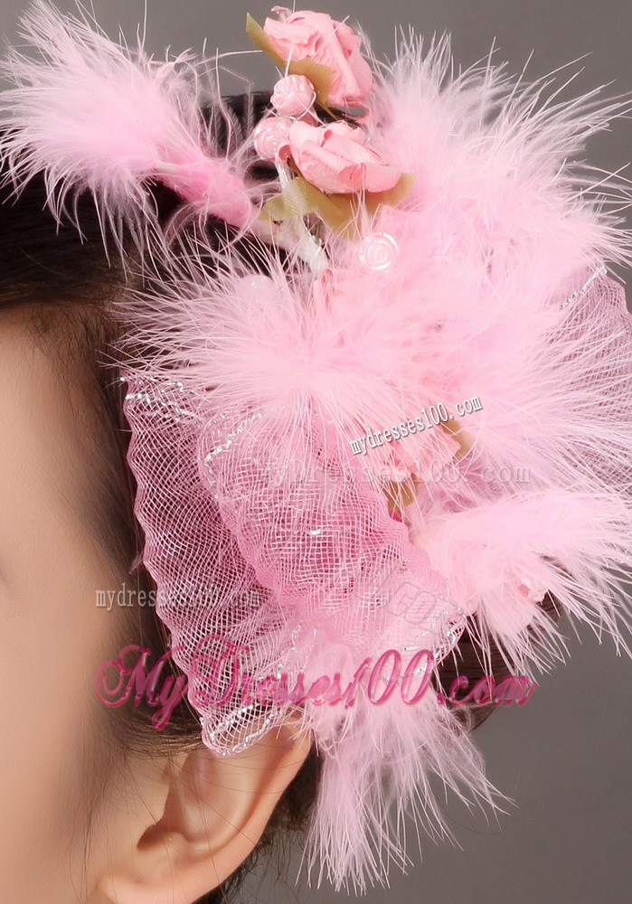 Lovely Tulle Feather Flower Womens Fascinators