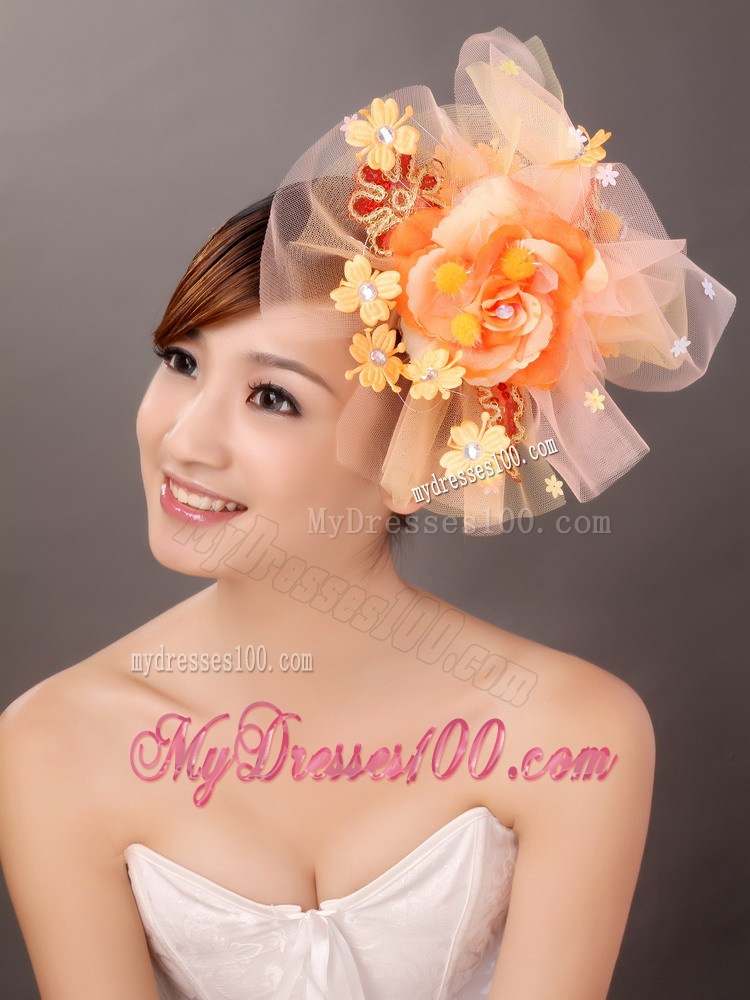 Net Yarn Briadl Hat Beaded Special Occasion Fascinators