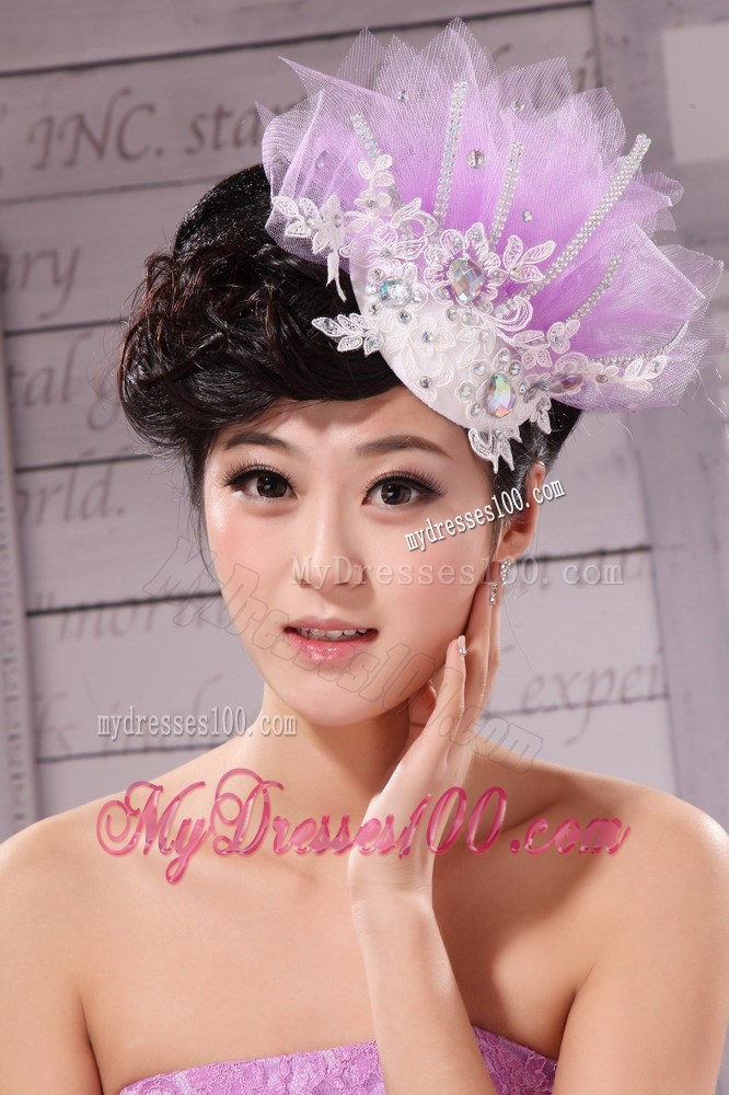 New Headpieces Rhinestone Lavender Net Beading For Party