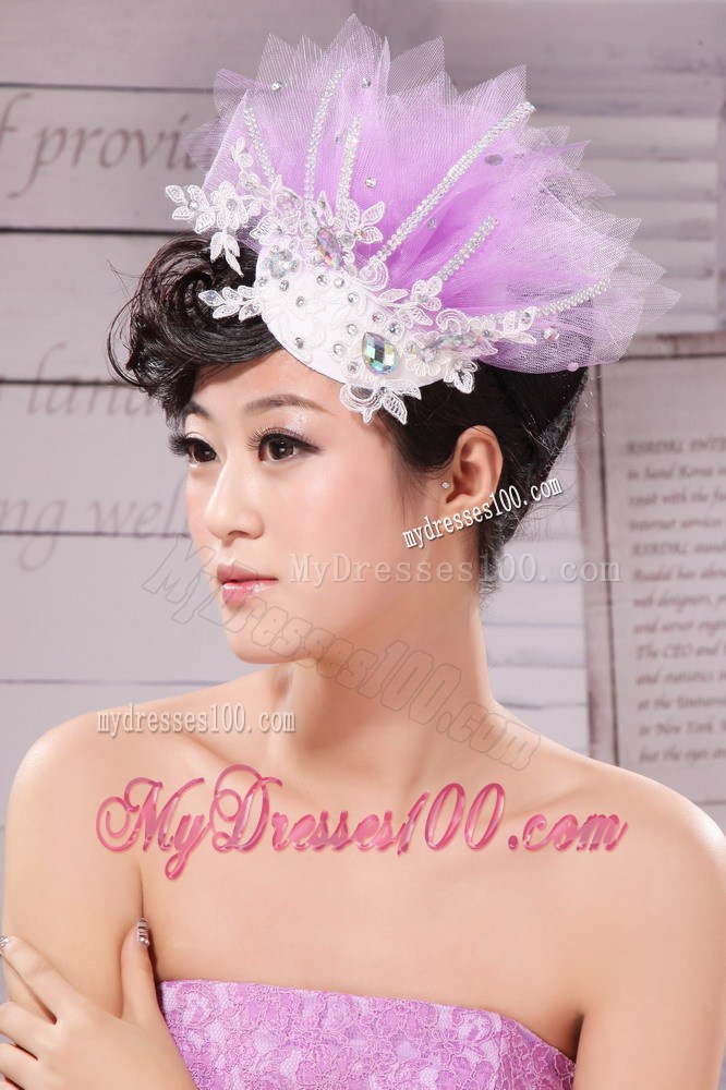 New Headpieces Rhinestone Lavender Net Beading For Party