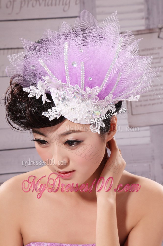 New Headpieces Rhinestone Lavender Net Beading For Party