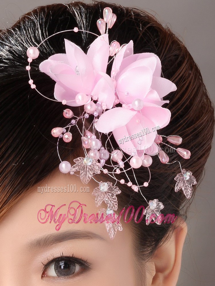 Pink Organza Imitation Pearls Special Occasion Fascinators