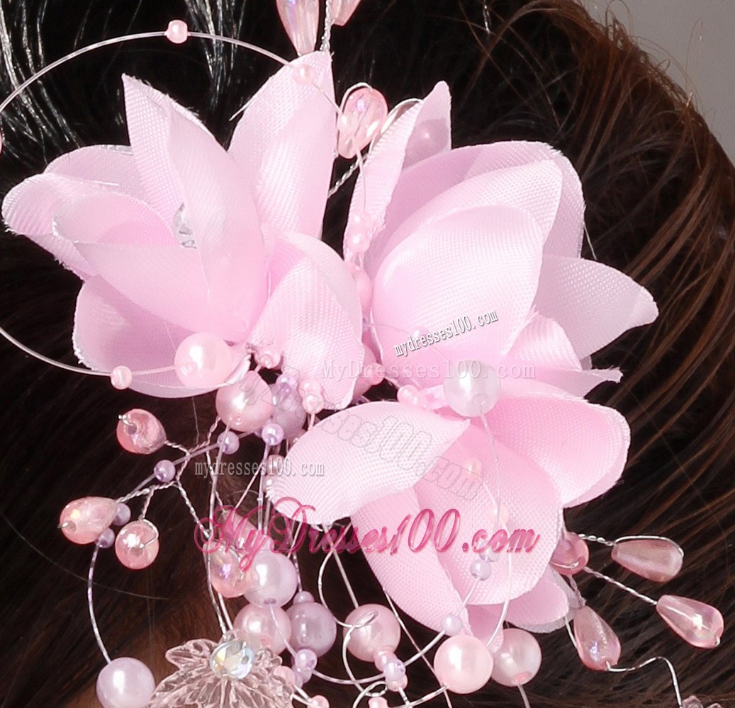 Pink Organza Imitation Pearls Special Occasion Fascinators