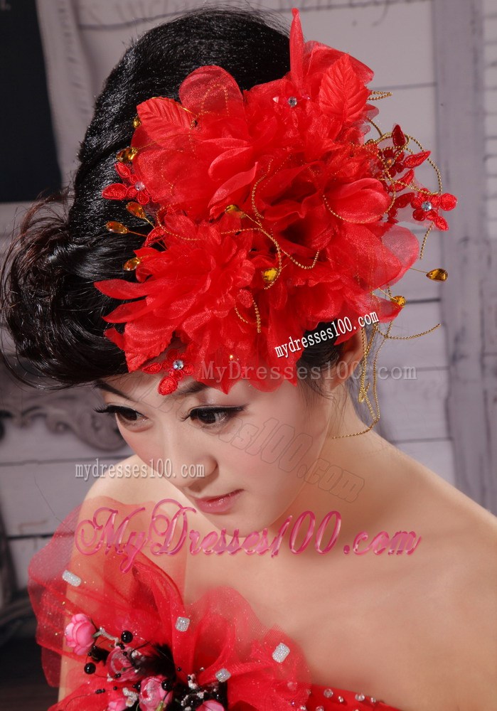 Red Best Sale Hat Flower Wedding Headpieces