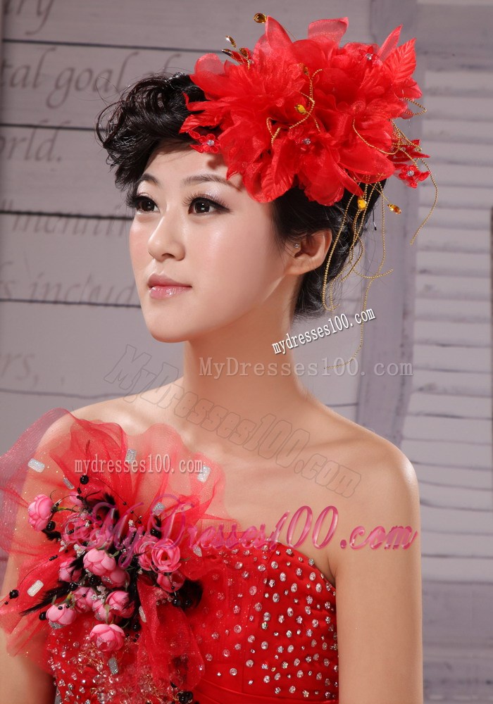 Red Best Sale Hat Flower Wedding Headpieces