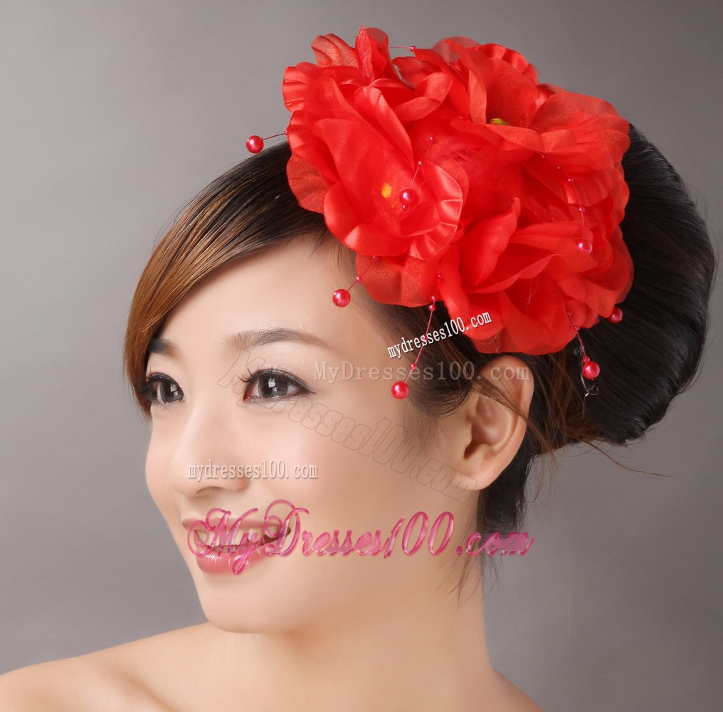 Red Imitation Pearls Headpieces For Party