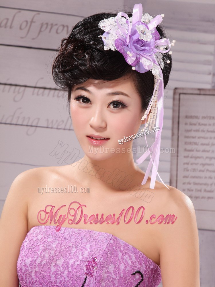 Side Clamp Flower and Lace Taffeta For Wedding Party