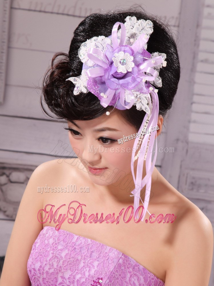 Side Clamp Flower and Lace Taffeta For Wedding Party