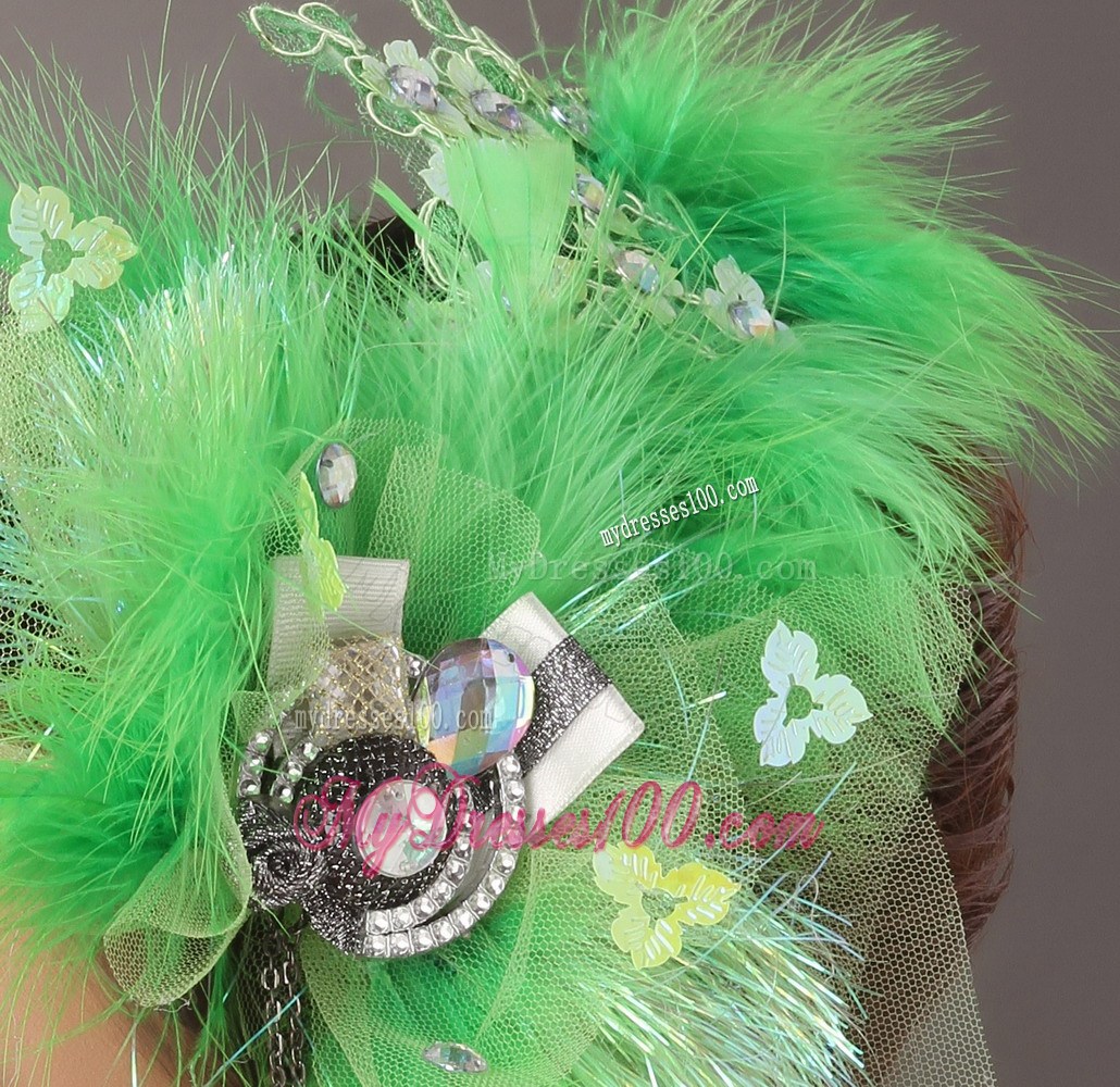 Spring Green Rhinestone Special Occasion Fascinators