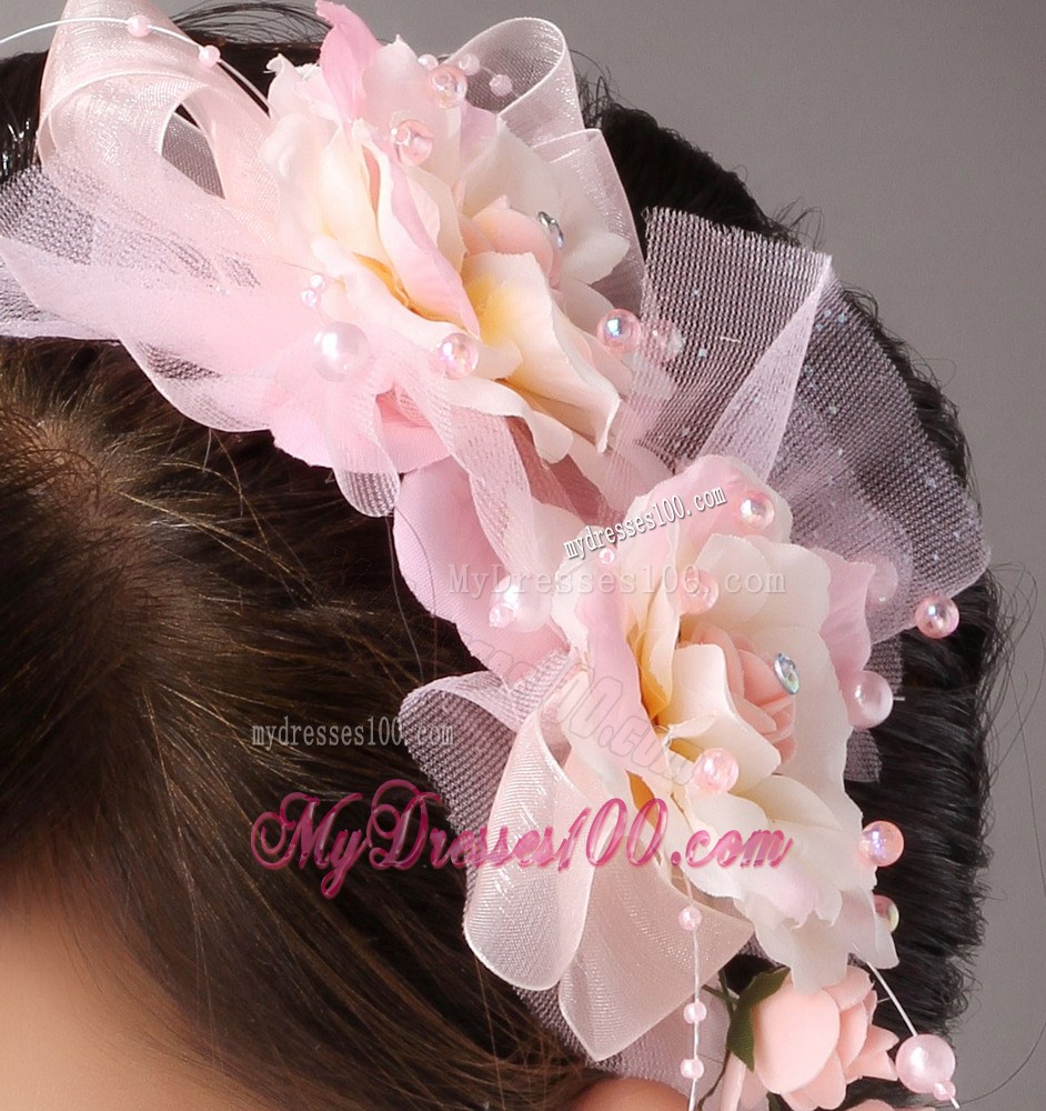 Sweet Baby Pink Imitation Pearls Headpieces For Party