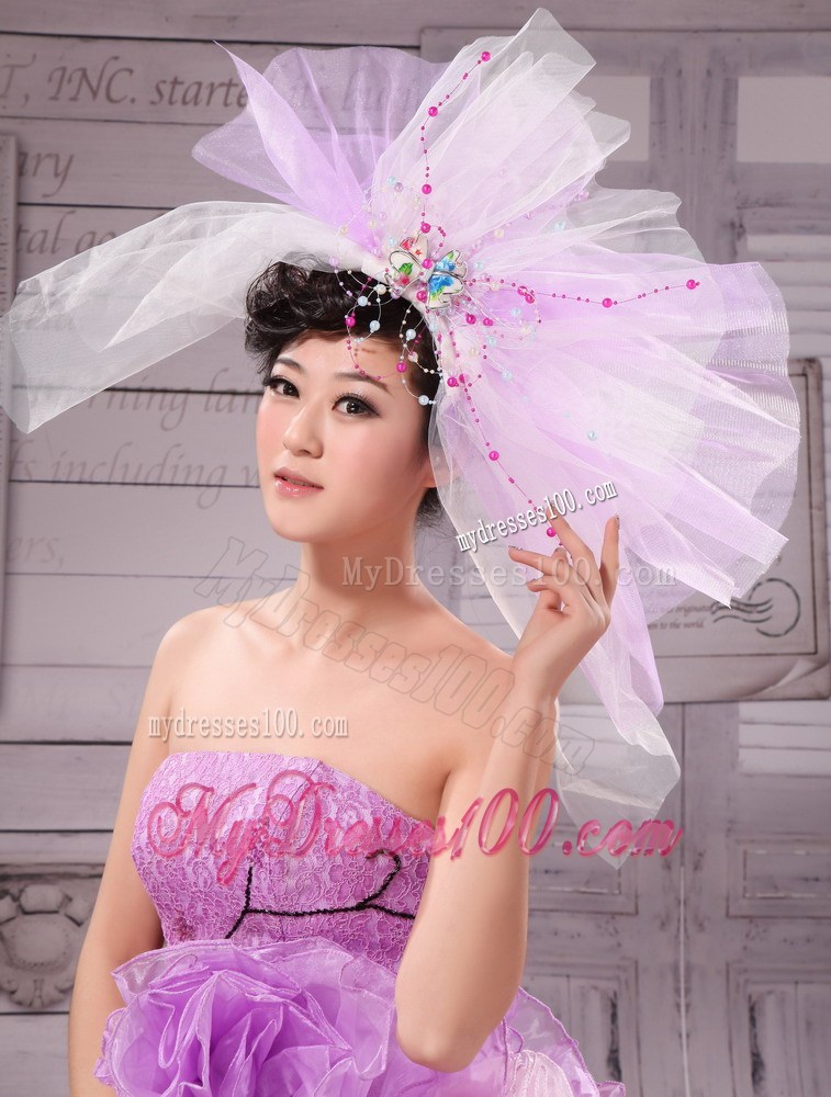 Sweet Lavender and White Corolla Large Hat Headpieces