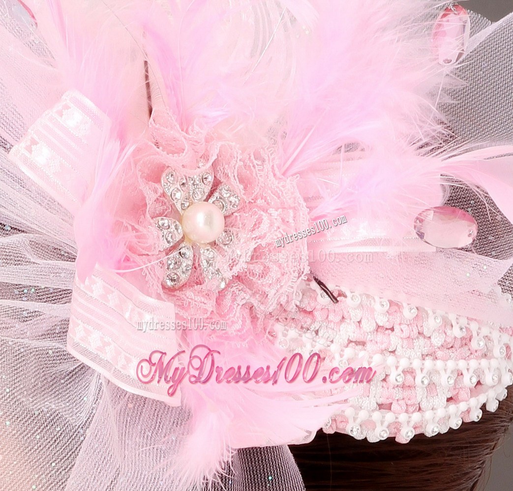 Sweet Tulle Feather Side Clamp Diamond Hairpins Birdcage Veils