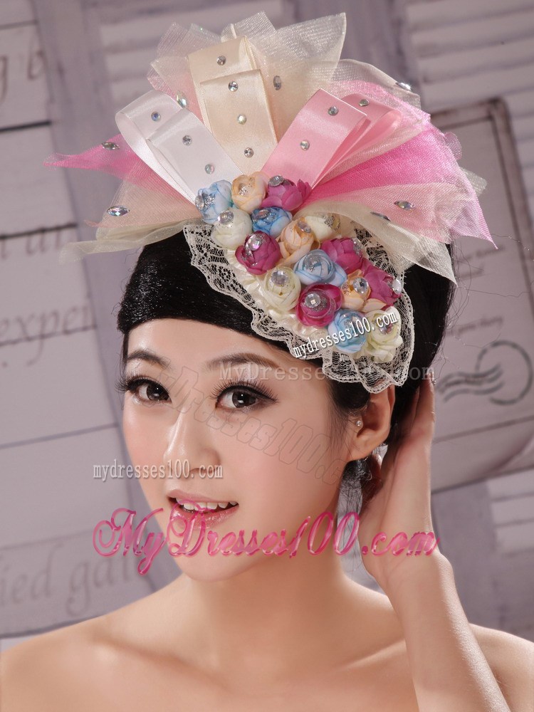 Tulle and Bud Silk Headdress Flower With Beading For Bride New Arrival