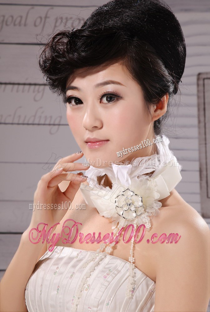 White Chiffon Flower Silk Ribbon Choker Necklace