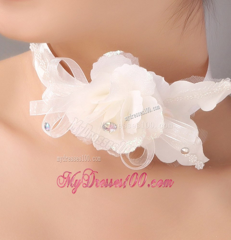 White Exquisite Ribbons Flower Organza Fascinators