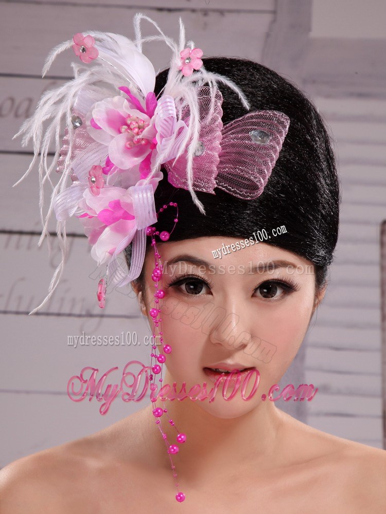 White Feather and Net Flowers With Beading New Arrival