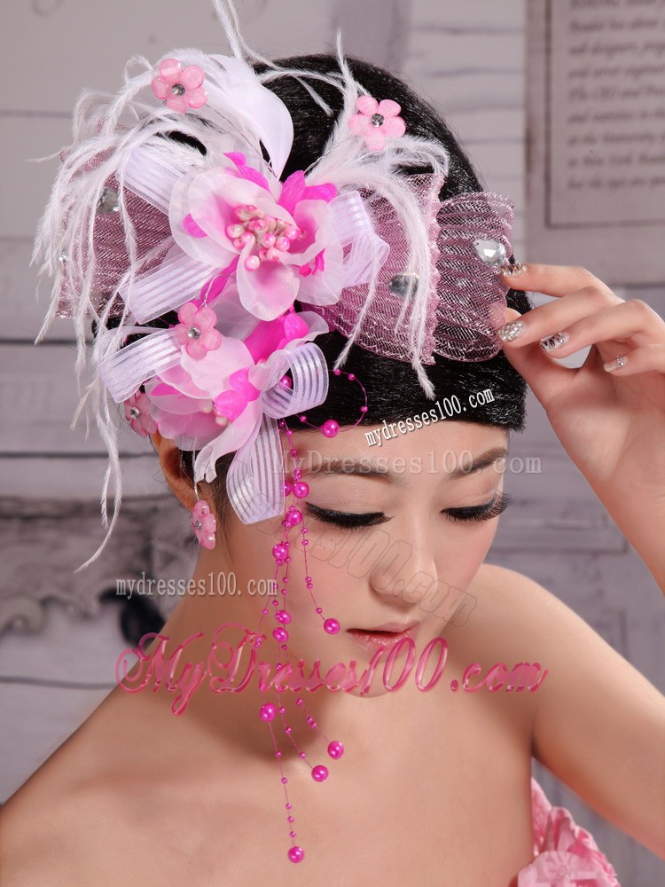 White Feather and Net Flowers With Beading New Arrival