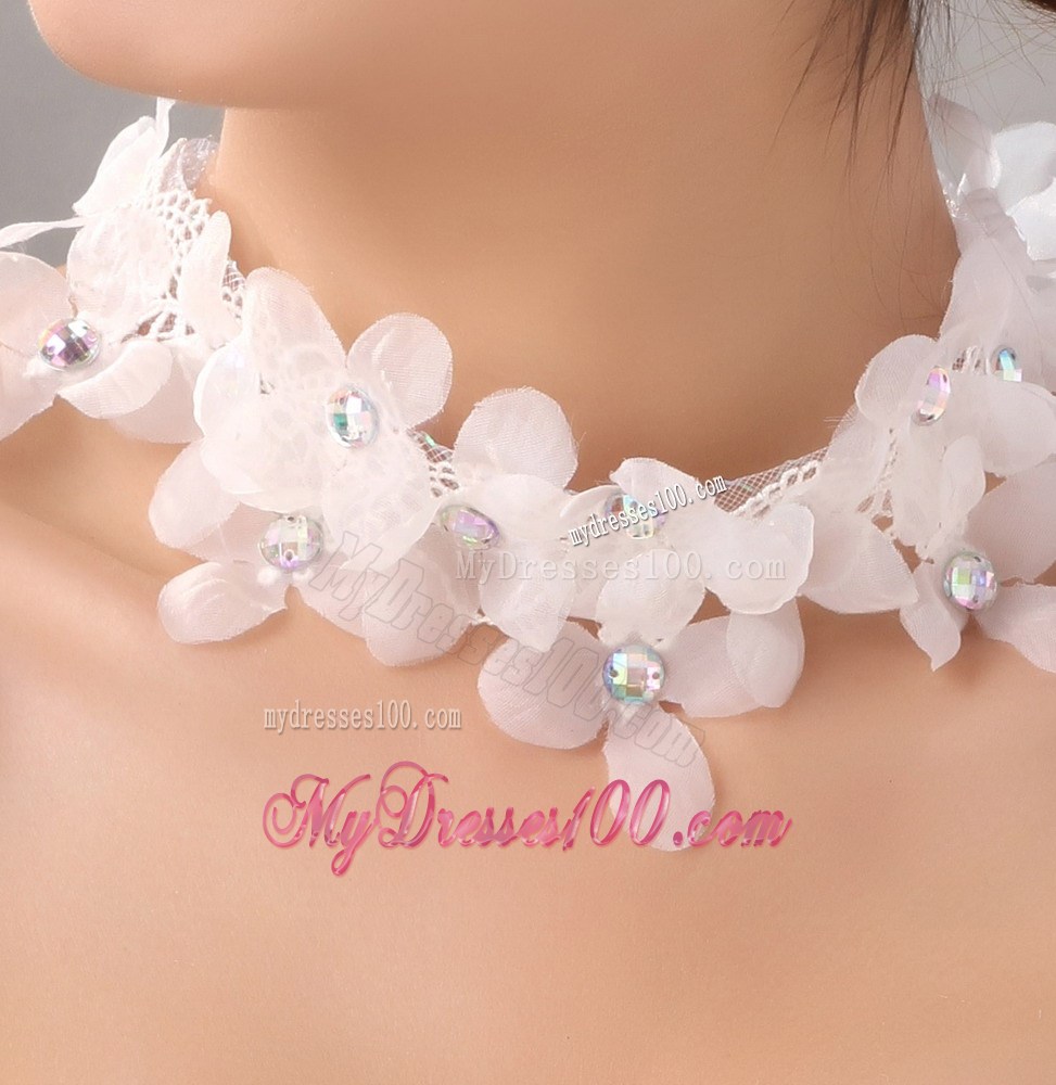 White Hand Made Flowers Feather Wedding Fascinators