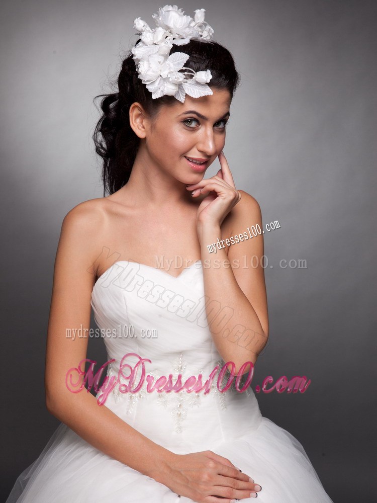 White Hand Made Flowers Taffeta Headpieces
