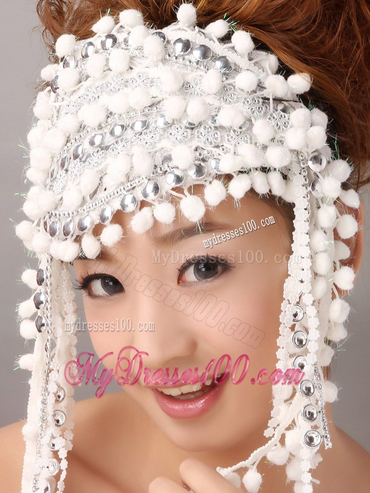 White Inexpensive Fascinator With Special Fabric