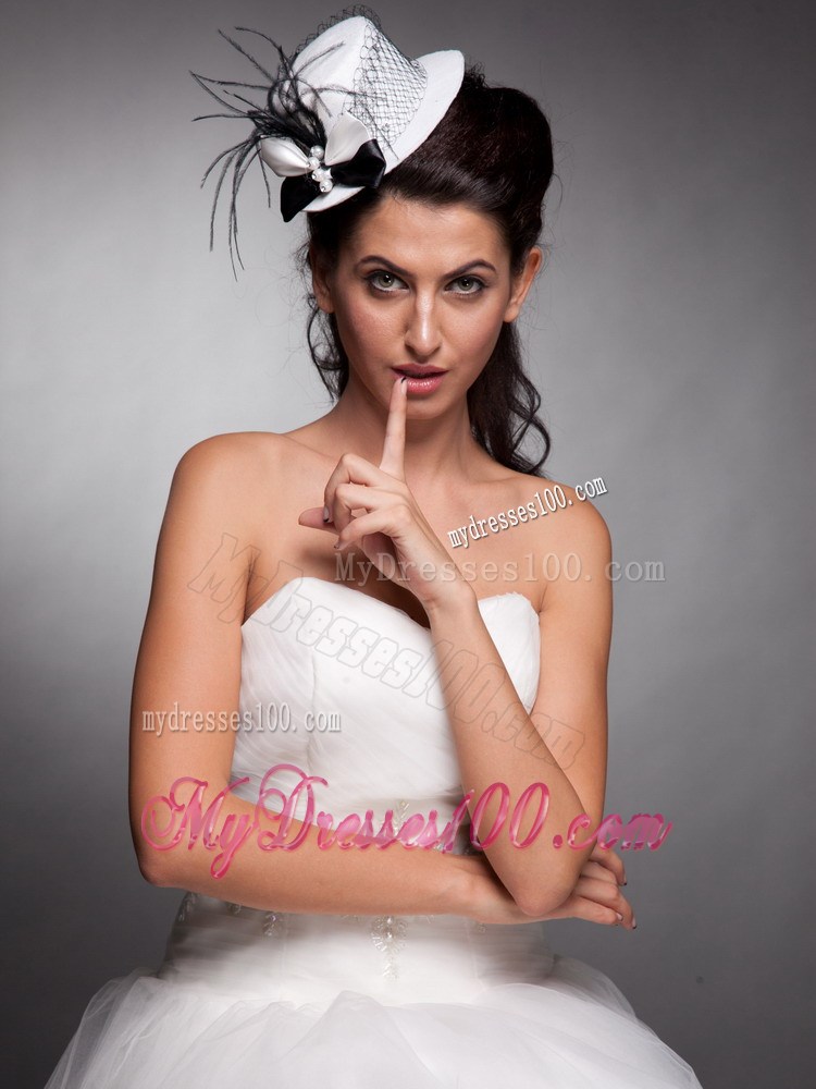 White and Black Beaded Bowknot Net Yarn Bridal Fascinators