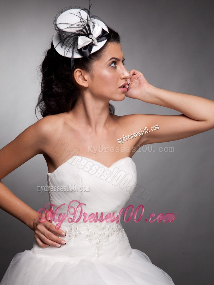 White and Black Beaded Bowknot Net Yarn Bridal Fascinators