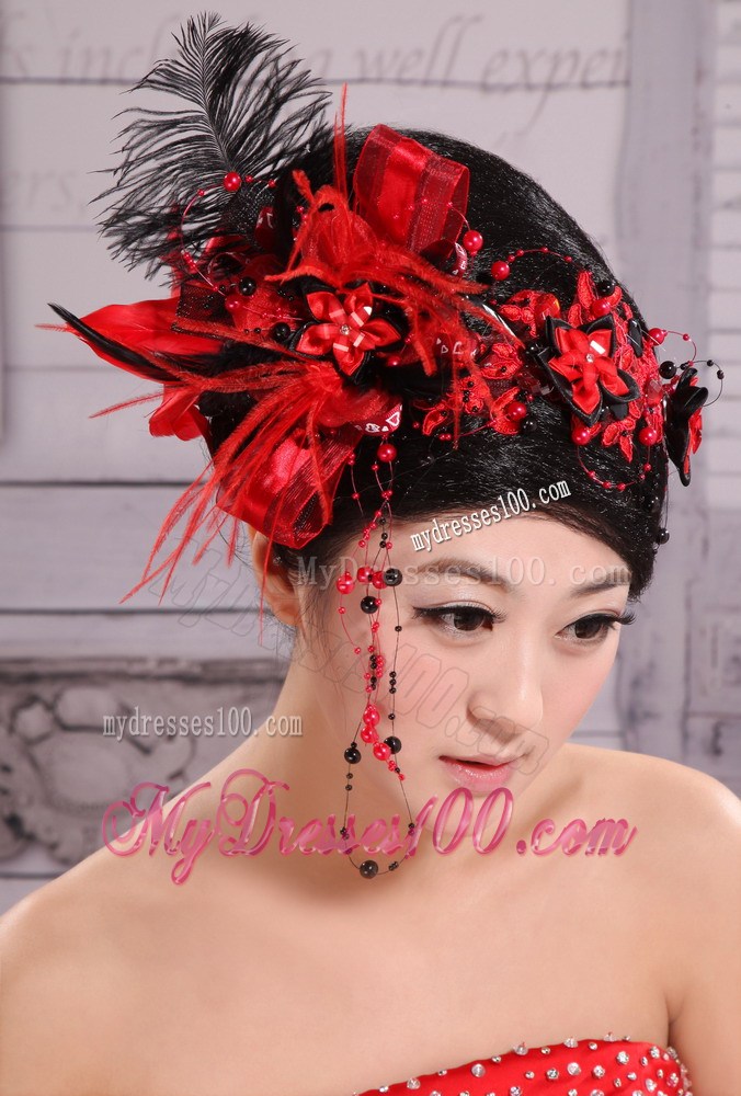 Red Best Sale Hat Flower Wedding Headpieces