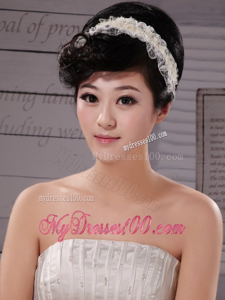 White Imitation Pearls Lace Special Occasion Fascinators