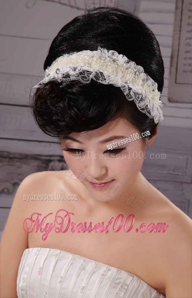White Imitation Pearls Lace Special Occasion Fascinators