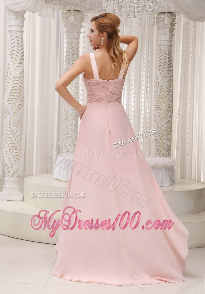 Light Pink High-low Homecoming Dress For 2013 Ruched Bowknot 