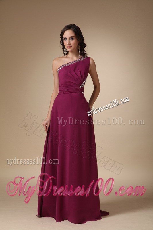 2013 Burgundy Column One Shoulder Beading Homecoming Dresses