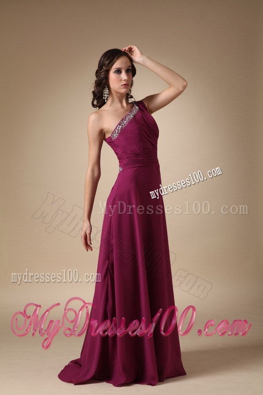 2013 Burgundy Column One Shoulder Beading Homecoming Dresses