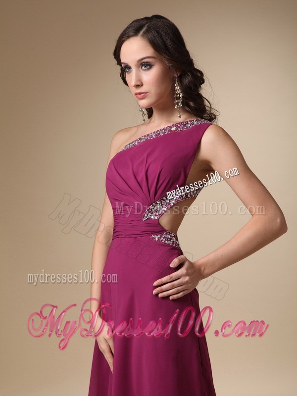 2013 Burgundy Column One Shoulder Beading Homecoming Dresses