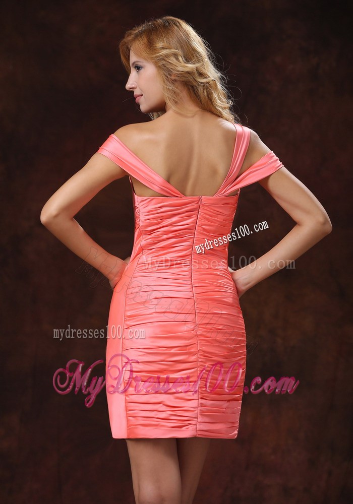 Watermelon Asymmetrical Ruched For 2013 Homecoming Dresses