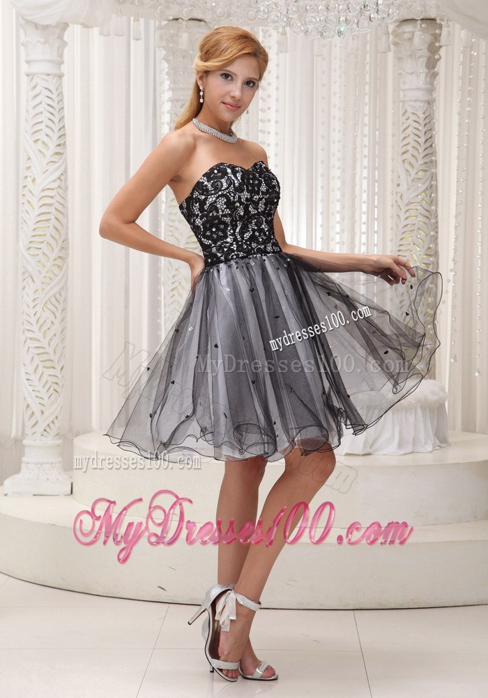 Lace Decorate Up Bodice Black Sequins Homecoming Dresses For 2013